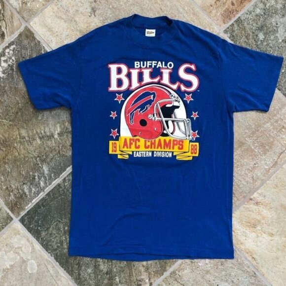 Buffalo Bills Trench Football Shirt  Afc Champs 1988 Tee - Picture 1 of 1